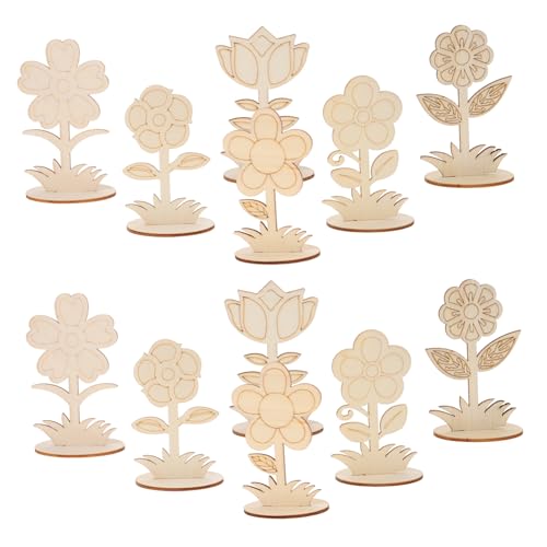 TOPPERFUN 12 Stück DIY Holzblumen Dekorationen Unvollendete Holzblumen für Bastelarbeiten Ungefertigte für Kreative Projekte für Kunsthandwerk von TOPPERFUN