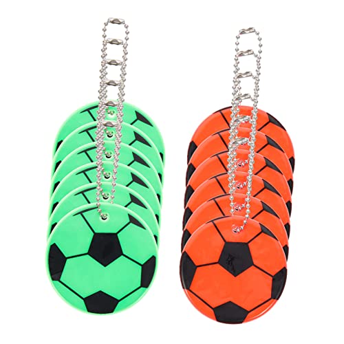TOPPERFUN 12 Stück Teiliges Fußball Reflexionsanhänger Hängende Dekoration für Rucksäcke Sportliche Mitgebsel für Schulpartys und Kindergeburtstage Orange Grün von TOPPERFUN