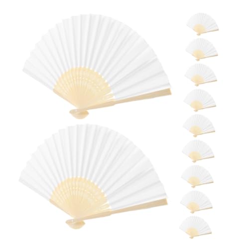 TOPPERFUN 15 Stück Teiliges Faltbare Papierfächer Weiß Leichter Handfächer für DIY Malerei Kalligraphie Shower Sommerfeste Hochzeit Deko Faltbare Chinesische Handfächer von TOPPERFUN