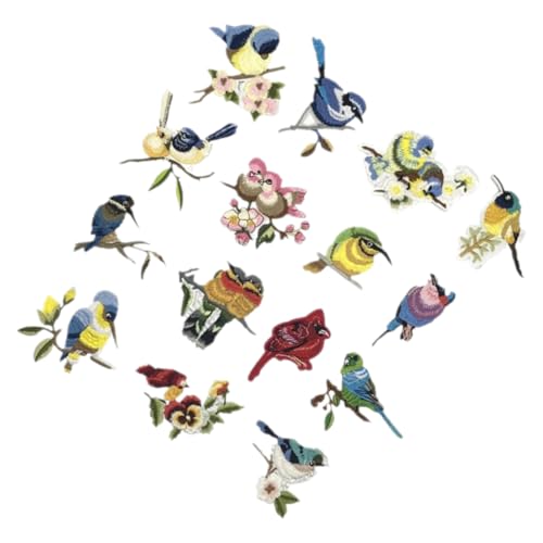 TOPPERFUN 15 Stück Teiliges Vogel Bestickte Applikationen zum Aufnähen Niedliche DIY Stoffflicken für Kleidung Taschen Jacken Modische Patch dekoration für Handwerk und Bekleidung von TOPPERFUN