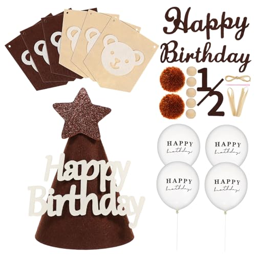 TOPPERFUN 1Satz Geburtstagsdekoration mit Bärenmotiv Banner Ballons und Kegelhut für Geburtstag Partyversorgung für Kindergeburtstag und Feiern TOPPERFUN 1Satz Geburtstagsdekoration mit Bärenmotiv Banner Ballons und Kegelhut für Geburtstag Partyversorgung für Kindergeburtstag und Feiern von TOPPERFUN