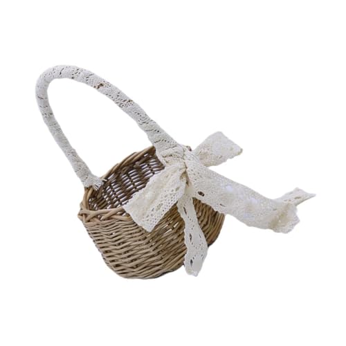 TOPPERFUN 1Stück Rattan Geflochtener Blumenmädchenkorb Tragbarer Aufbewahrungskorb für Hochzeiten für Blumenarrangements und Langlebig Dekoration von TOPPERFUN