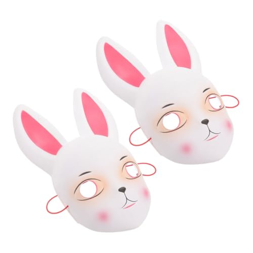 TOPPERFUN 2 PC Hasenmaske Partymaske Karnevalsmaske Hasengesichtsmaske Kaninchenmaske Maskenballmaske Hasenmaske Kaninchenmaske Für Ostern Tiermaske Ostern Cosplay Maske Kunststoff Weiß von TOPPERFUN