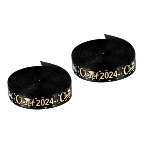 TOPPERFUN 2 Rollen verpackung Band blaues Band bestickt Silberband zum Einwickeln Du Grad jubeln DIY abschlussband Geschenkbänder ein Verpackungsband Polyester Black von TOPPERFUN