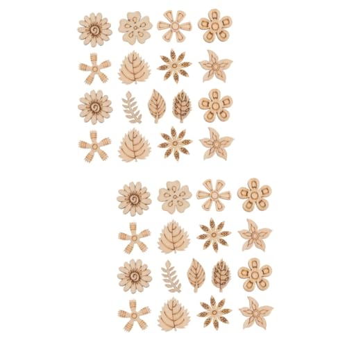 TOPPERFUN 2 Sätze Geburtstagsgeschenk Holzplatten Holzbastelbedarf Holzdekoration Pflanzen Ornamente Blumen Holzhandwerk, Ausschnitte Herstellen Diy-graffiti-chip Hölzern Beige 100 Stück * 2 von TOPPERFUN