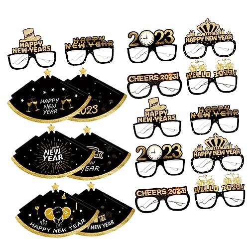 TOPPERFUN 2 Sätze Neujahrsbrille Hut Papier Futuristisch Retro Jahre Partyhüte Erwachsene Gläser Lustige Brille Silvesterbrille Silvester Foto Requisiten 18 Stücke * 2 TOPPERFUN 2 Sätze Neujahrsbrille Hut Papier Futuristisch Retro Jahre Partyhüte Erwachsene Gläser Lustige Brille Silvesterbrille Silvester Foto Requisiten 18 Stücke * 2 von TOPPERFUN