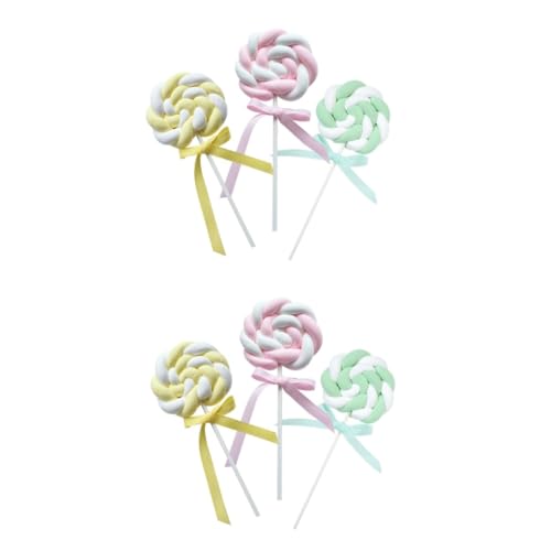TOPPERFUN 2 Sätze Teiliges Simulierte Lutscher Foto Requisiten Für Geburtstagsfeiern Hochzeiten Und Feiern Lollipop Dekorationen Für Partys Und Veranstaltungen Für Süße 3 Stücke * 2 von TOPPERFUN