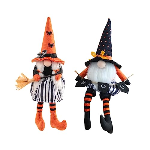 TOPPERFUN 2 Stück Dekorative GNOME Puppe für Halloween Gesichtslose Hexen Dekoration Wohnaccessoires für Garten und Partys Unverzichtbare Feiertagsverschönerung von TOPPERFUN
