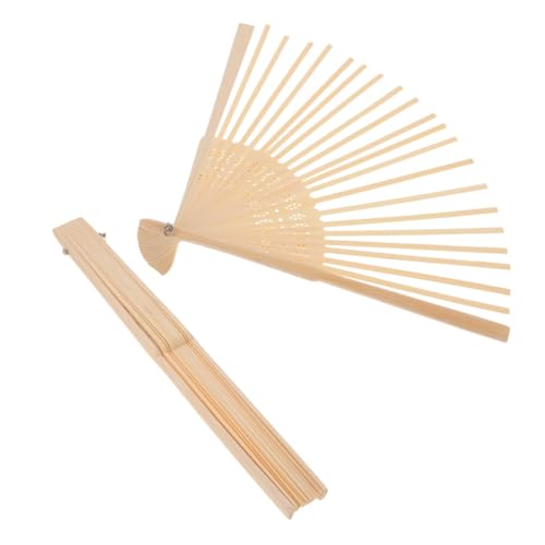 TOPPERFUN 2 Stück Faltbare Holzhandfächer DIY Fächer für Hochzeiten Babypartys und Geburtstagsfeiern für Kreative Bastelprojekte von TOPPERFUN