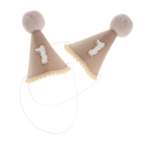 TOPPERFUN 2 Stück Geburtstagshüte für Filz Konische Partyhüte mit Zahlen und Pompons für Jungen und Mädchen Foto Requisiten für Feiern Kunsthandwerk und Erwachsenen Partybedarf von TOPPERFUN