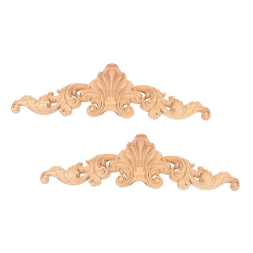TOPPERFUN 2 Stück Holzornamente Möbel Holzschnitzerei Applikationen Europäischer Stil Holzcarving Onlays für Tür Schrank Kommode Dekoration aus Hochwertigem Holz von TOPPERFUN