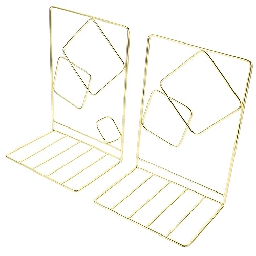 TOPPERFUN 2 Stück Metall Buchstützen Wiederverwendbare Rutsch Buchstützen für Dekorative Buchorganisation Robuste Buchendstützen für Büro Zuhause und Wohnzimmer von TOPPERFUN