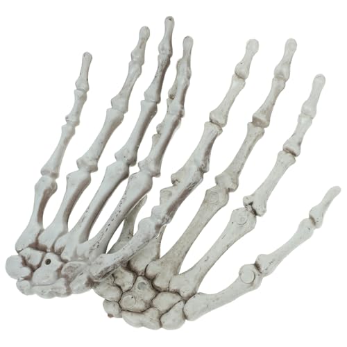 TOPPERFUN 2 Stück Teiliges Halloween Skelett Hand Modell Realistische Deko für Haunted House Garten Horrorparty Zubehör Gruselige Knochen Ornament für Kostüm und Themenfeier von TOPPERFUN