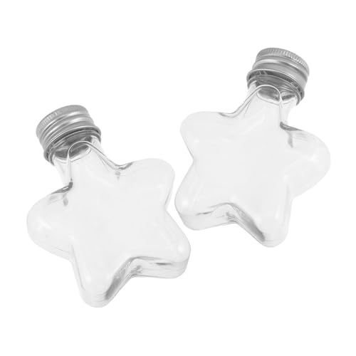 TOPPERFUN 2 Stück Transparente Plastikflaschen Sternform mit Aluminiumverschluss Befüllbare Wunschflaschen für Kindergeburtstag Halloween und Weihnachtsdeko Leichte Bruchsichere von TOPPERFUN