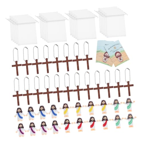 TOPPERFUN 20 Sätze Jesuskind-statue Kleine Religiöse Holz Kreuz Anhänger Kleines Kreuz Minifiguren Zum Verstecken Taschenkreuz Aus Holz Jesusfigur Organzabeutel von TOPPERFUN