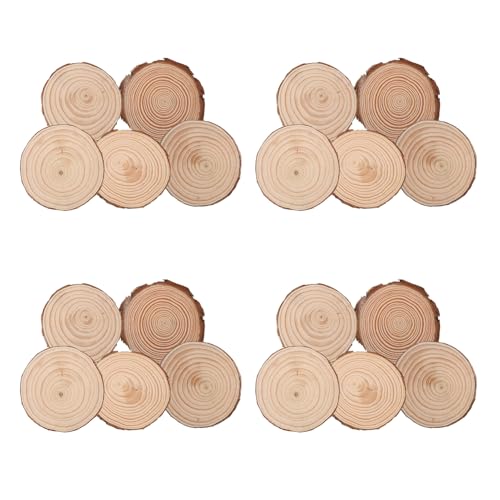 TOPPERFUN 20 Stück Naturholzscheiben: 4 32 Zoll Unbehandelte Runde Holzscheiben Für Heimwerkerarbeiten Kindermalerei Untersetzer Heimdekoration Rustikale Hochzeitsdekorationen von TOPPERFUN