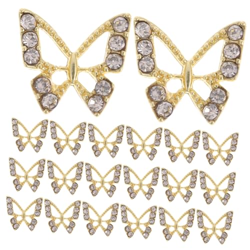 TOPPERFUN 20 Stück Schmetterlings Nagel Charms für Diy Maniküre Glänzende Strass Dekoration für Kreative Nagelkunst und Vielseitige Anwendungen von TOPPERFUN