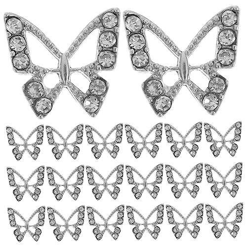 TOPPERFUN 20 Stück Teiliges Schmetterlings Nail Art Charms mit Glitzersteinen Kreative Maniküre Dekoration für Nägel Diy für Damen Vielseitig Einsetzbar von TOPPERFUN