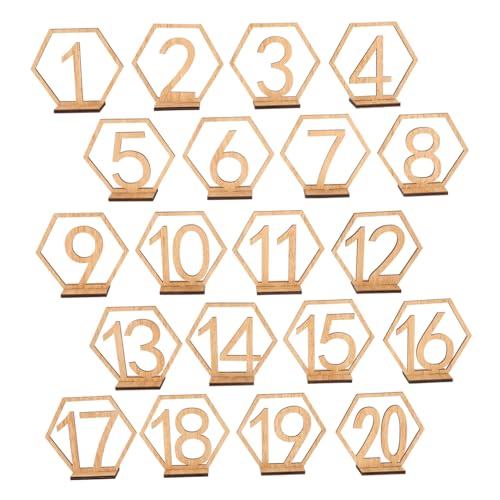 TOPPERFUN 20Stücke Holz Tischnummern Sechseckige Hochzeitsdeko Mit Halter Für Tischdekoration Bei Hochzeiten Und Feiern Holztischnummern Für Stilvolle Präsentation von TOPPERFUN