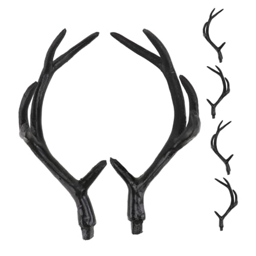 TOPPERFUN 3 Paar DIY Rentier-haarreif mit Schwarzen Realistischen Hirschgeweihen Leichter Bequemer Gothic-horn-haarreifen für Halloween Fasching Kostüm-party und Kreative Verkleidung von TOPPERFUN