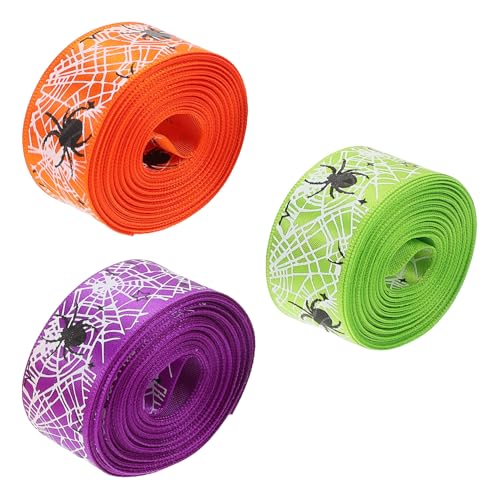 TOPPERFUN 3 Rollen Halloween Dekorationsbänder mit Drahtkante Multifunktionale Geschenkbänder für Diy Projekte Party Dekorationen und Kranzgestaltung von TOPPERFUN