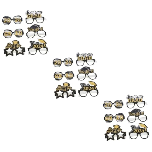 TOPPERFUN 3 Sätze Grad Glasses Booth Graduate Brillengestell Abschlussdekoration Partygeschenke Klasse Von 2024 Brille Abschlussbrille Glückwunsch Grad Brille Damen Banner 6 Stück * 3 von TOPPERFUN