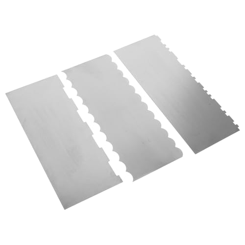 TOPPERFUN 3 Stück Kuchenkamm Aus Metall Bank Schaber Küche Brotschalenschaber Teigschaber Schüsselschaber Backzubehör Sahneschaber Aus Edelstahl Rostfreier Stahl Silver von TOPPERFUN