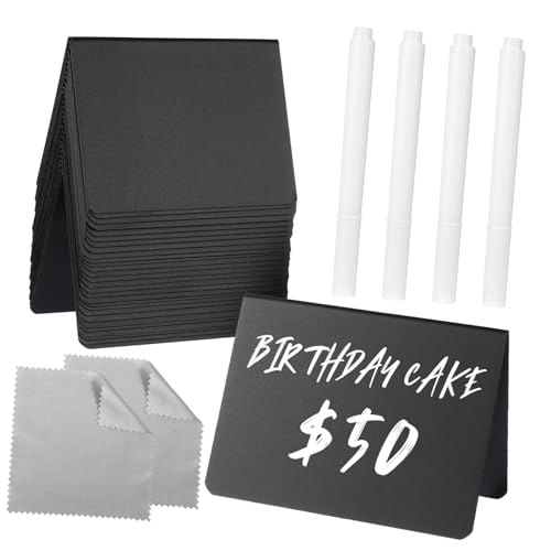 TOPPERFUN 30Stücke Pack Mini Kreidetafeln Doppelseitig mit Stiften Mikrofasertüchern Beschriftungen zu Hause im Büro oder Wiederverwendbar Glatte Kanten von TOPPERFUN