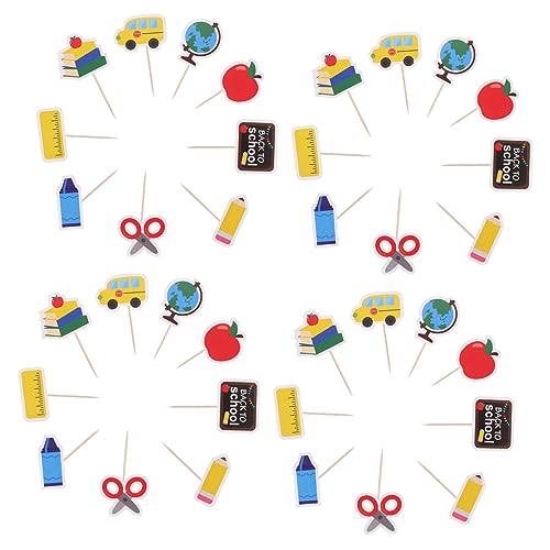 TOPPERFUN 36Stücke Teiliges Back To School Cupcake Topper Kreative Kuchendekoration Für Schulanfang Geburtstagsfeiern Und Besondere Anlässe Für Cupcakes Und Kuchen Dekoration von TOPPERFUN