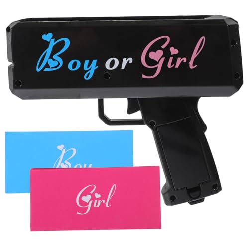 TOPPERFUN 4 Sätze Geschlecht Verkündung Geldspritzpistole Gender Reveal Party Zubehör mit Konfetti und Geldscheinen Lustiges für Jungen oder Mädchen Enthüllung für Feiern und Events von TOPPERFUN