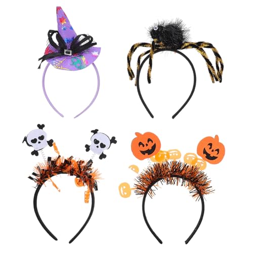 TOPPERFUN 4 Stück Halloween Haarreifen mit Hexenhut Kürbis Spinne und Totenkopf Design Leichte Strapazierfähige und Praktische Stirnbänder für Mädchen Halloween Party Zubehör TOPPERFUN 4 Stück Halloween Haarreifen mit Hexenhut Kürbis Spinne und Totenkopf Design Leichte Strapazierfähige und Praktische Stirnbänder für Mädchen Halloween Party Zubehör von TOPPERFUN