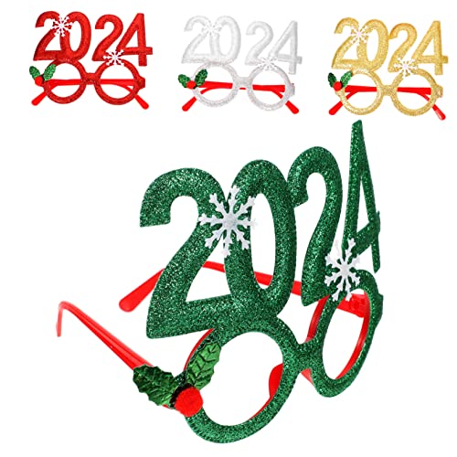TOPPERFUN 4 Stück Neujahrs Partybrillen Lustige Weihnachtsbrillen mit Verschiedenen Designs Party Dekoration für Leicht und Komfortabel für Altersgruppen Zufällige Farbe von TOPPERFUN