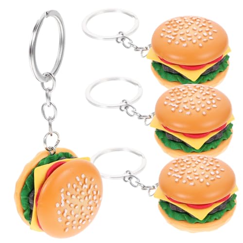 TOPPERFUN 4 Stück Teiliges Hamburger Schlüsselanhänger Dekoration Lustige Burger Anhänger für Partys und Robustes Material Niedliches Design für Geburtstagsfeiern und Klassenzimmer von TOPPERFUN