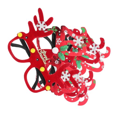 TOPPERFUN 4 Stück Teiliges LED Weihnachtsbrillen mit Rentiergeweih und Weihnachtsmannmütze Glitzer Partybrillen für Festliche Fotos Leichtes Design Vielseitig für Weihnachts und von TOPPERFUN