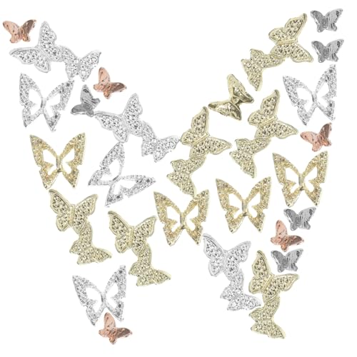 TOPPERFUN 40 Stück Teiliges Nail Charms Schmetterling Nagel Dekorationen Legierung DIY Maniküre Zubehör für Frauen Stilvolle Nagelkunst Designs von TOPPERFUN