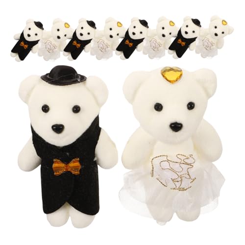 TOPPERFUN 5 Paare Mini Hochzeitspaar Bärenpuppen Teiliges aus Plüschbären für Hochzeiten Valentinstag und Festlichkeiten Niedliche und Plüschfiguren und Fotorequisiten von TOPPERFUN