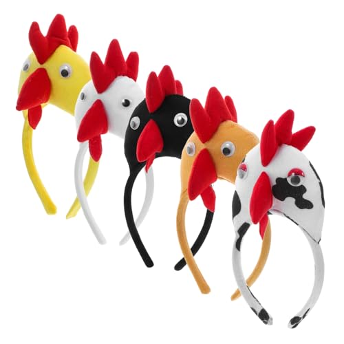 TOPPERFUN 5 Stück Maskerade-Kopfschmuck Stirnband Outfit Hahn Plüsch Party süße Halloween-Stirnbänder für Frauen Haardekoration für Frauen Halloween-Kopfschmuck PP Baumwolle von TOPPERFUN