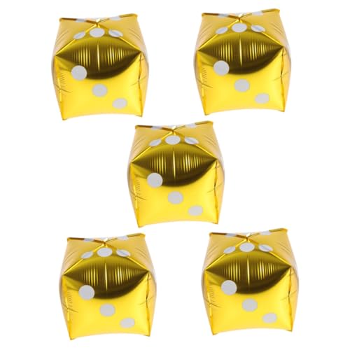TOPPERFUN 5 Stück Würfel Folienballons Aluminiumfolie Gold Würfelform Partydeko Spielthema Geburtstag Foto Requisiten für Familienfeier und Event von TOPPERFUN
