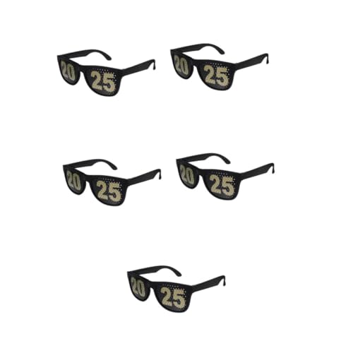 TOPPERFUN 5 Stück digitale Brille funkeln Abschlussfoto -Requisiten 2025 Brillengestell Gläser Dekorationen frohes neues jahr gastgeschenke Neujahrs-Requisiten Silvester-Party-Brille Schwarz von TOPPERFUN