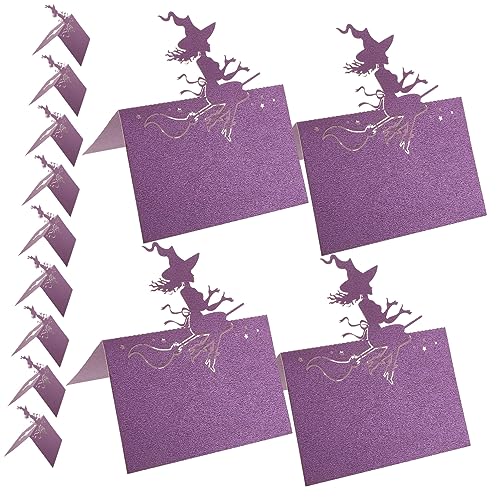 TOPPERFUN 50 Stück Halloween Tischkarten Hexen Design Platzkarten für Hochzeiten und Partys Praktische Namensschilder für Tischdekoration Lösung für Ihre Feierlichkeiten von TOPPERFUN