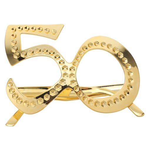 TOPPERFUN 6 Stück Brille Zum 50. Geburtstag Party Lustige Geburtstagsbrille Neuheit Geburtstagsbrille Plastik Golden von TOPPERFUN