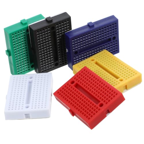TOPPERFUN 6 Stück Mini Breadboards Lötfreies Experimentierboard für Labor und DIY Projekte Farben Rot Blau Grün Gelb Stabil und Wiederverwendbar von TOPPERFUN