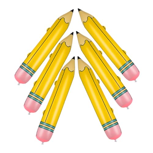 TOPPERFUN 6 Stück Teiliges Aufblasbare Bleistift Dekoration für Geburtstagsfeiern Lustige Aufblasbare Bleistiftballons Partyaccessoires für Schulanfang von TOPPERFUN