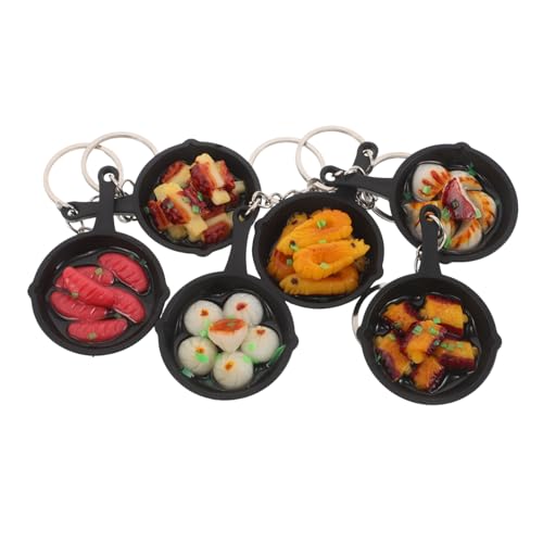 TOPPERFUN 6 Stück Teiliges Mini-food-schlüsselanhänger Pfannenanhängern Realistische Miniatur-food-charms mit Frühlingsrolle Bratwurst Garnelen als Taschenanhänger und Partygeschenk von TOPPERFUN