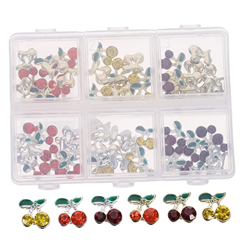 TOPPERFUN 60 Stück Teiliges Nail Gems mit Kirschen Strasssteinen Nail Rhinestones für Nageldesign Charms für Damen Vielseitig für DIY Art und Dekoration von TOPPERFUN