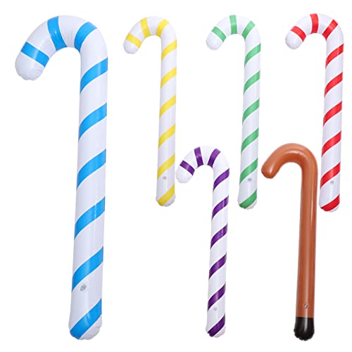 TOPPERFUN 6St PVC aufblasbare Krücken aufblasbare Süßigkeiten Zuckerstangen Weihnachtsdekorationen Hochzeitsdekorationen aufblasbare Stöcke Ballons aufblasbarer Spazierstock von TOPPERFUN