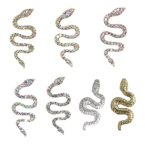 TOPPERFUN 7 Stück Teiliges Vintage Snake Nagel Charms aus Langlebiger Legierung mit Funkelnden Strasssteinen Kreative Manicure Dekoration für Frauen und Mädchen Modisches Nagelkunst Zubehör von TOPPERFUN
