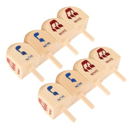 TOPPERFUN 8 Stück Kreisel holzkreisel für stressabbau kinderspielzeug Geburtstagsgeschenk Chanukka- Kreiselspielzeug Dreidel-Spiel von TOPPERFUN