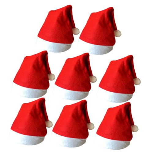 TOPPERFUN 8 Stück Teiliges Weihnachtsmützen Santa Claus Hüte für Erwachsene und Weiche Leichte Weihnachtskostüm-accessoires Festliche Rote Nikolausmützen für Party und Wintergebrauch von TOPPERFUN