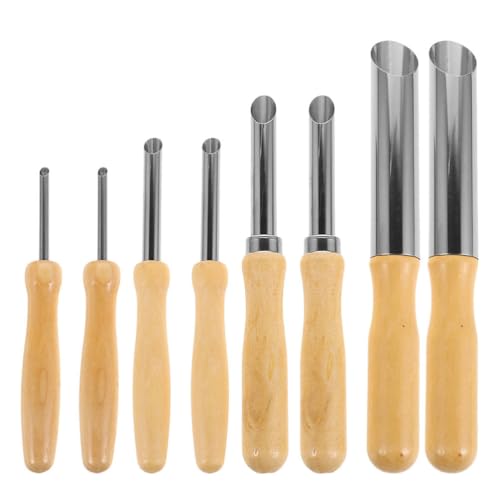 TOPPERFUN 8-Teiliger Strohhalm-Lochstanzer: Lochschneider Aus Edelstahl Mit Holzgriff – Töpferwerkzeuge Für Diy-Bildhauerei – Strohhalm-Stanzwerkzeuge Für Deckel von TOPPERFUN